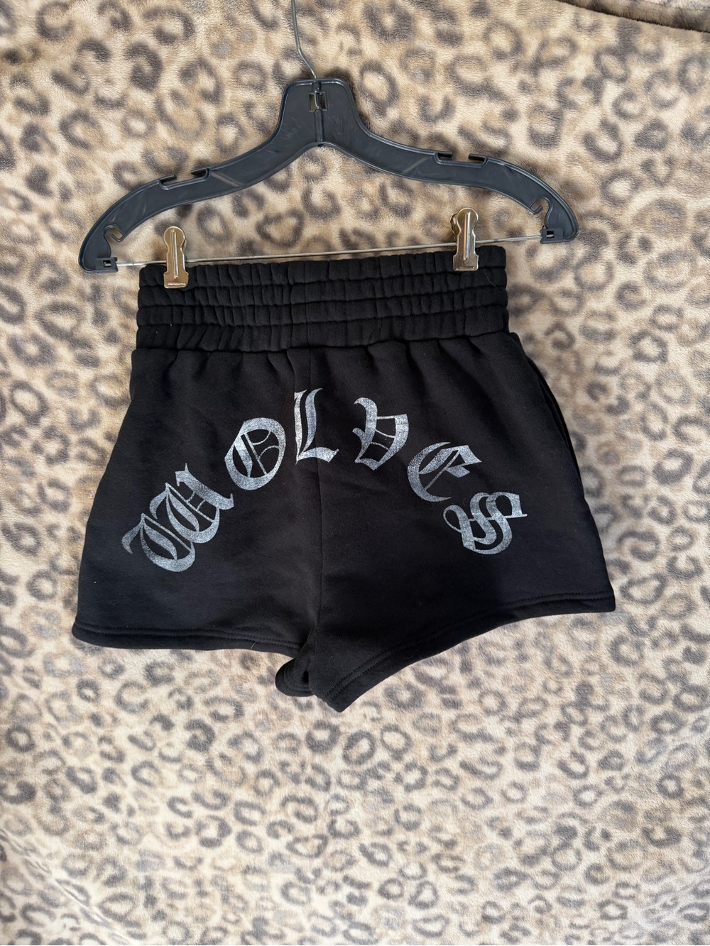 Darc Sport Black Athletic Sweat Shorts with white 'WOLVES' Graphic